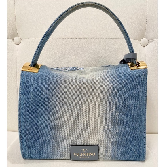 VALENTINO Denim Butterfly Applique Bag - Picture 4 of 8